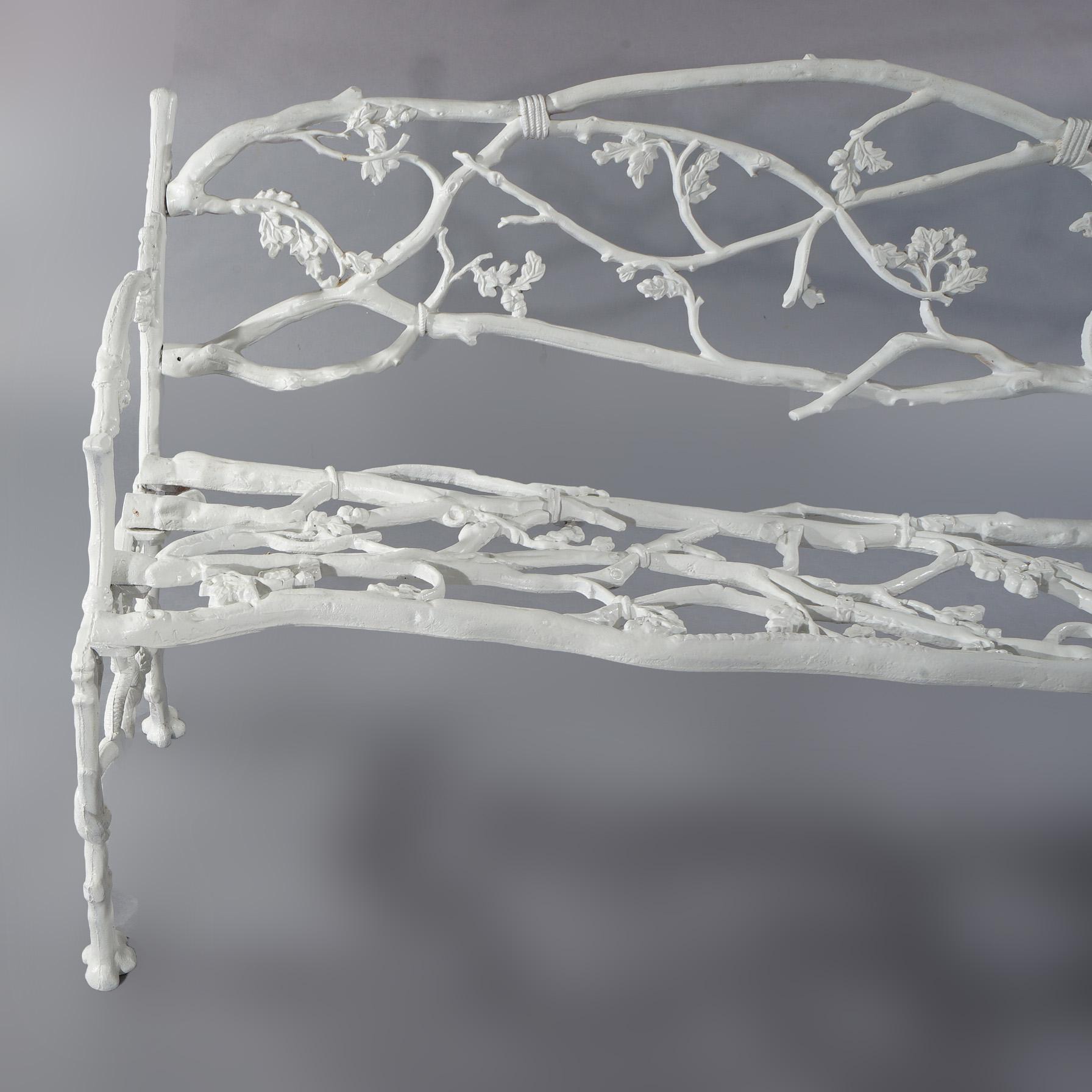 19th Century Antique Janes Beebe & Co. Rustic Wrought Iron Twig Bench with Serpents C1880