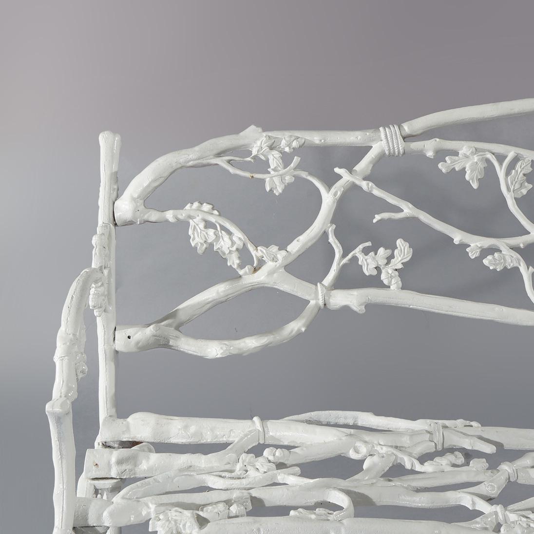 Antique Janes Beebe & Co. Rustic Wrought Iron Twig Bench with Serpents C1880 1