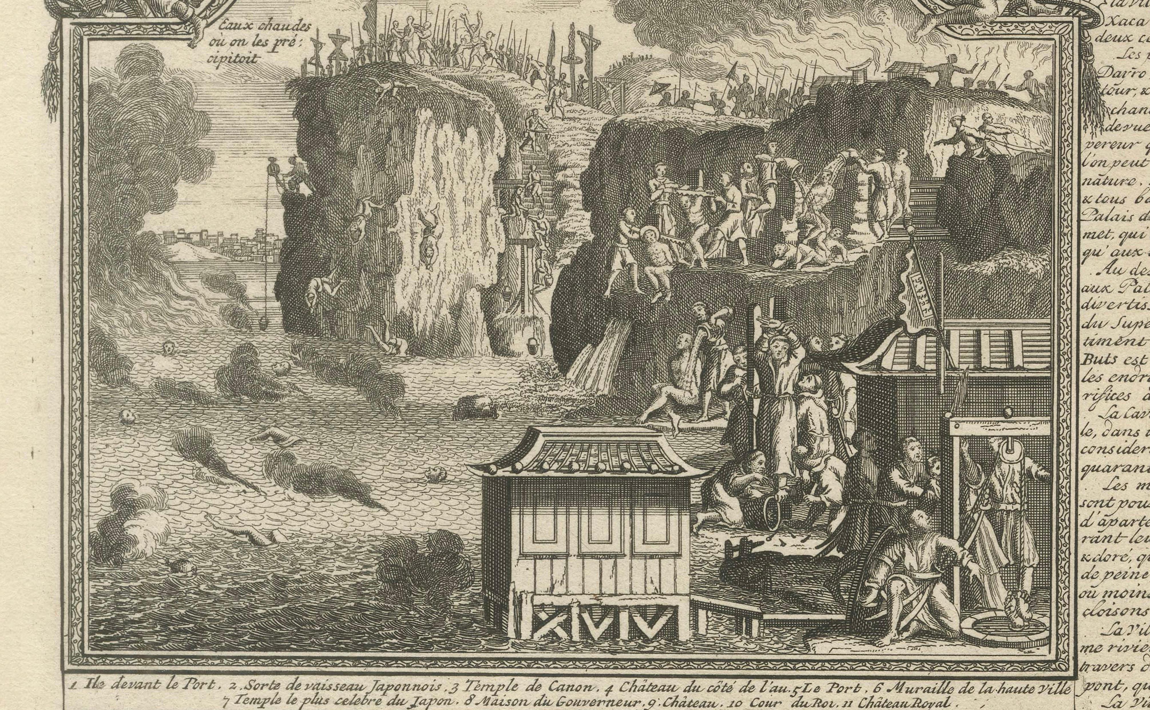 Antique Japan View — Meaco (Kyoto), Deshima & Japanese Scenes, Chatelain, c.1719