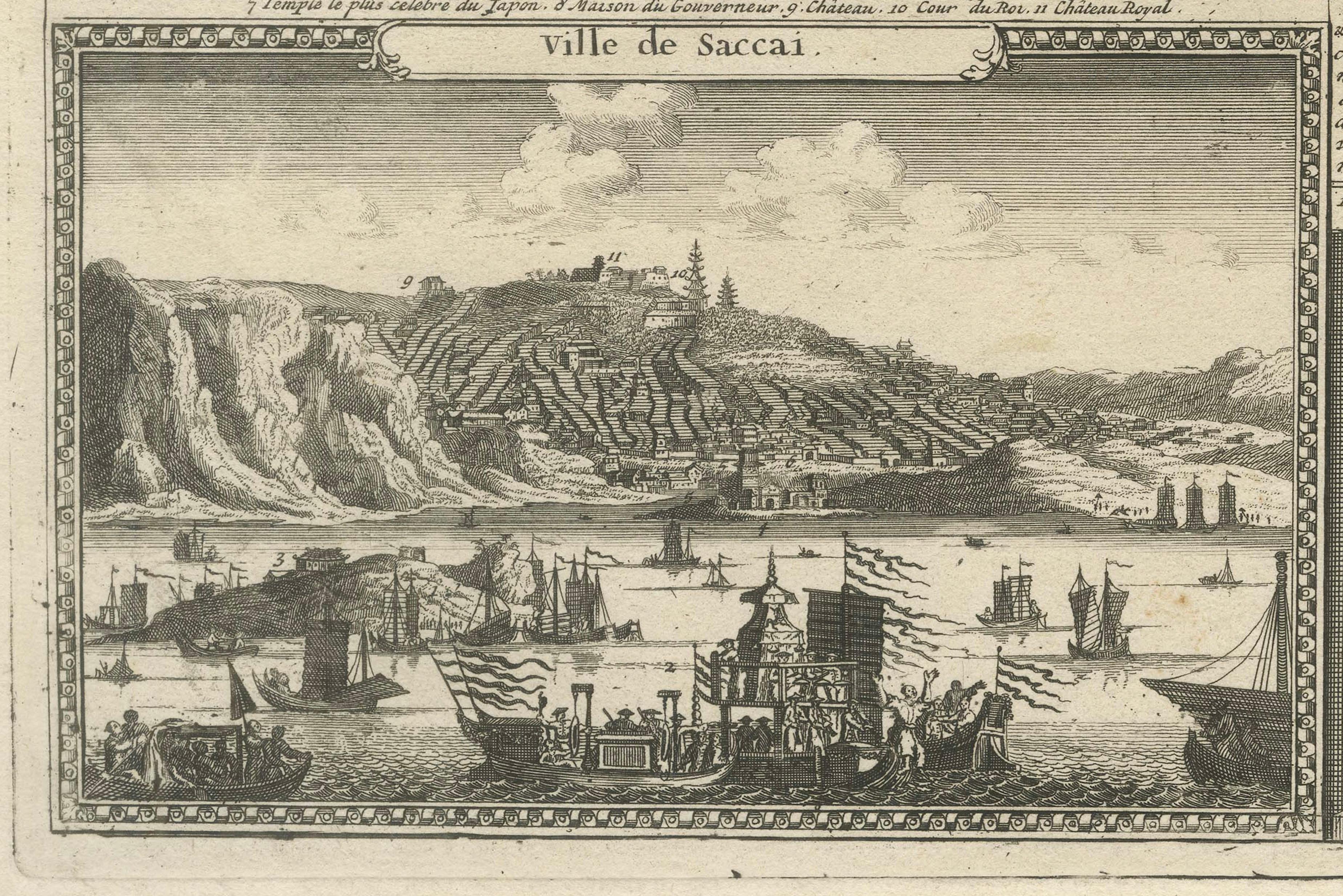 Antique Japan View — Meaco (Kyoto), Deshima & Japanese Scenes, Chatelain, c.1719