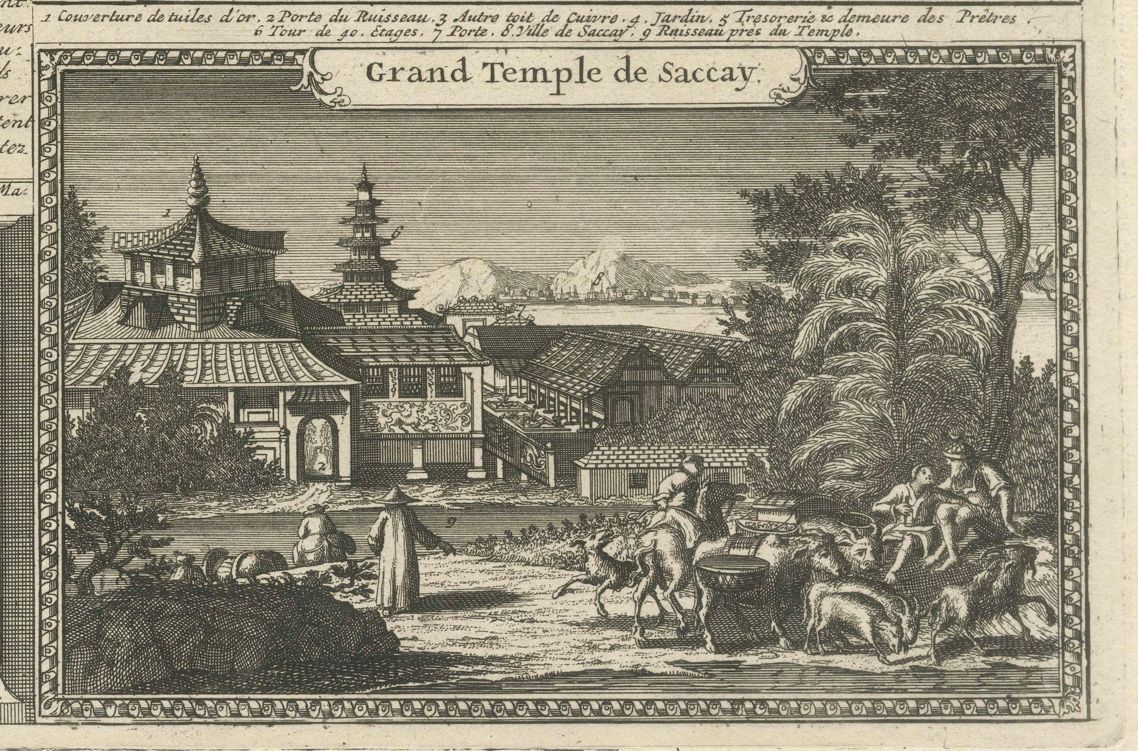 Antique Japan View — Meaco (Kyoto), Deshima & Japanese Scenes, Chatelain, c.1719