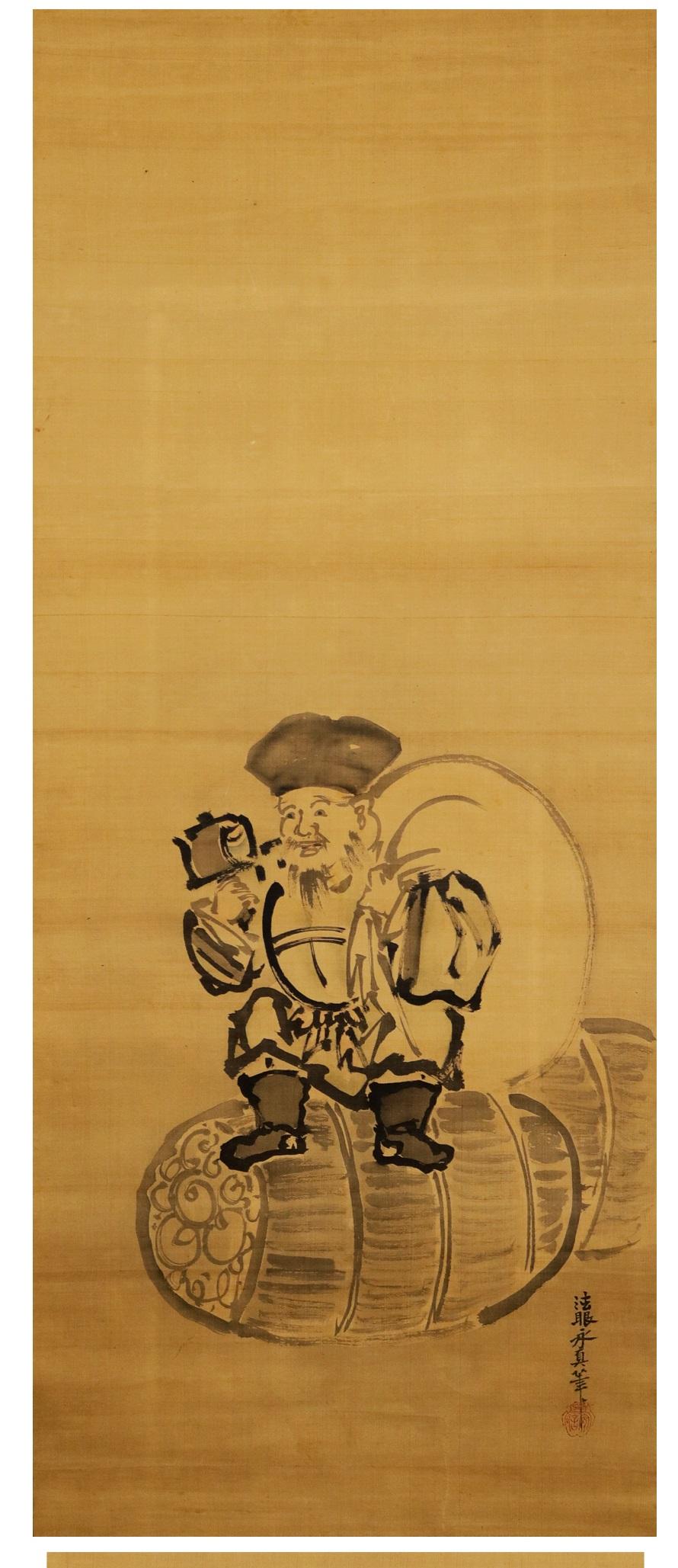 Antikes japanisches buddhistisches Gemälde Kano Yosanobu mit Edo-Schnörkeln aus dem 17. Jahrhundert im Zustand „Gut“ im Angebot in Amsterdam, Noord Holland