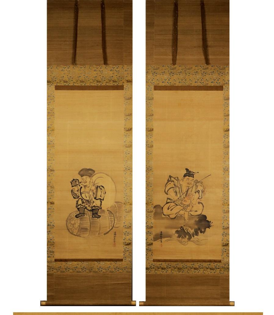 18th Century and Earlier Antique Japanese 17th c Edo Scroll Kano Yosanobu Buddhist Painting For Sale