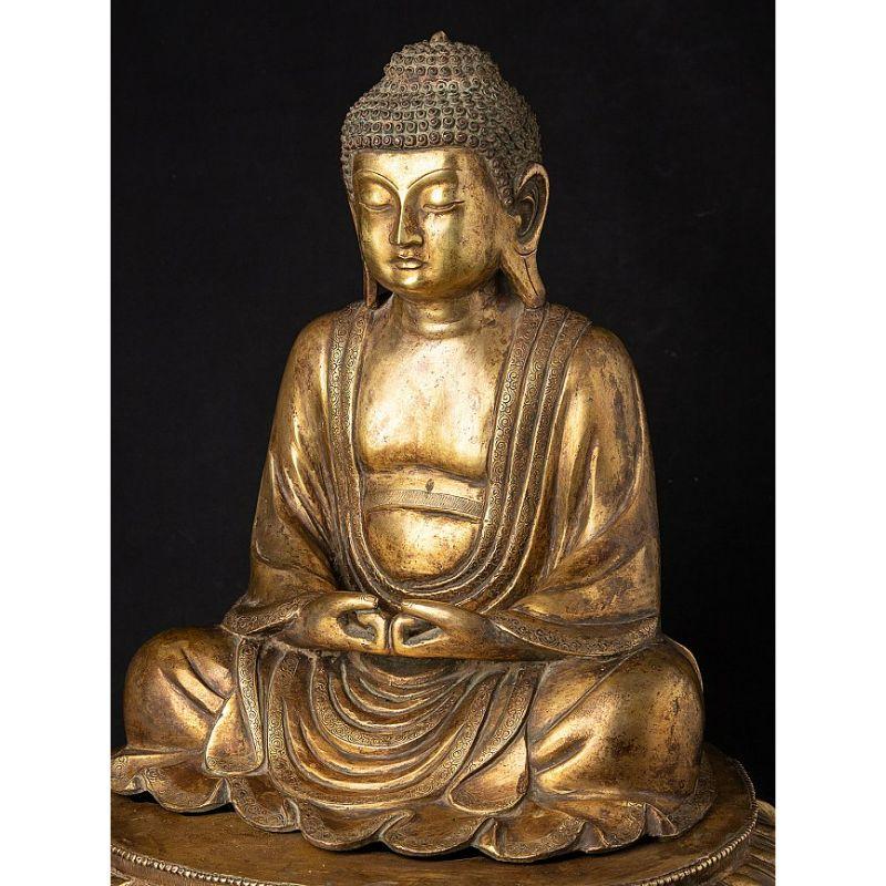 Bronze Antique Japanese Amida Buddha Statue from Japan For Sale
