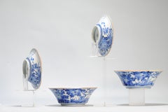 Antiguos cuencos japoneses Arita 18/19º Periodo Edo Inusuales Paisajes con Tapa