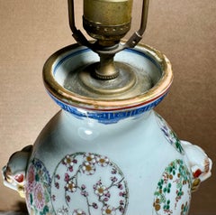 Antique Japanese Arita Hand Painted Porcelain Vase Baluster Lamp.