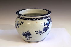 Antique Japanese Arita Porcelain Blue & White Planter Jardiniere Nippon Era
