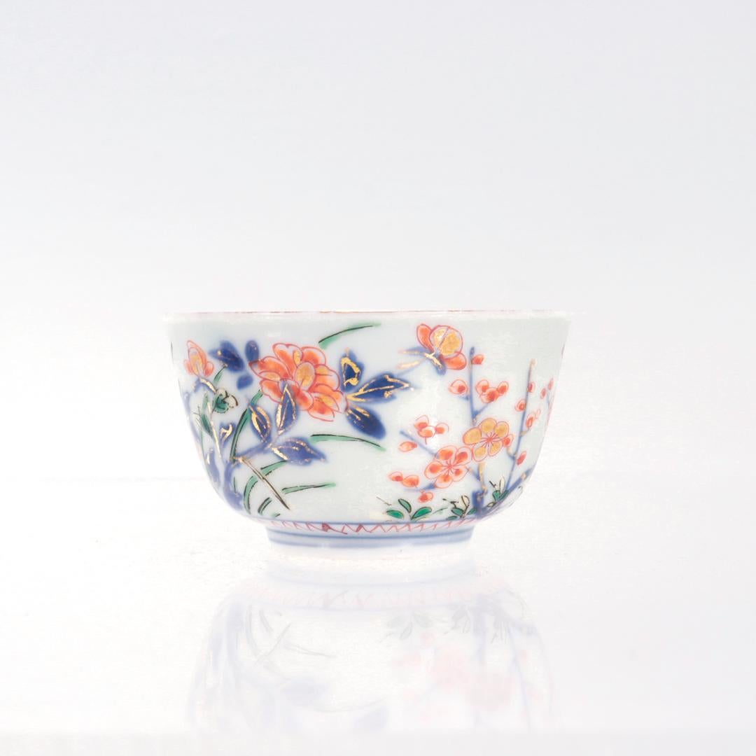 Tasse et soucoupe sans manches en porcelaine japonaise Arita avec fleurs de cerisier en vente 3