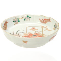 Antique Japanese Arita Porcelain Scalloped Bowl or Vide Poche