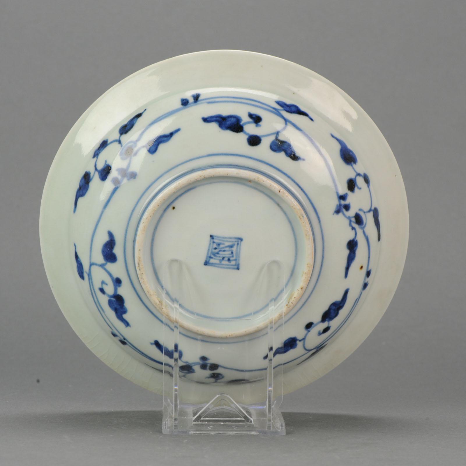 18th Century and Earlier Antique Japanese Arita Sometsuke Plate Edo Period Quality in Landscape For Sale
