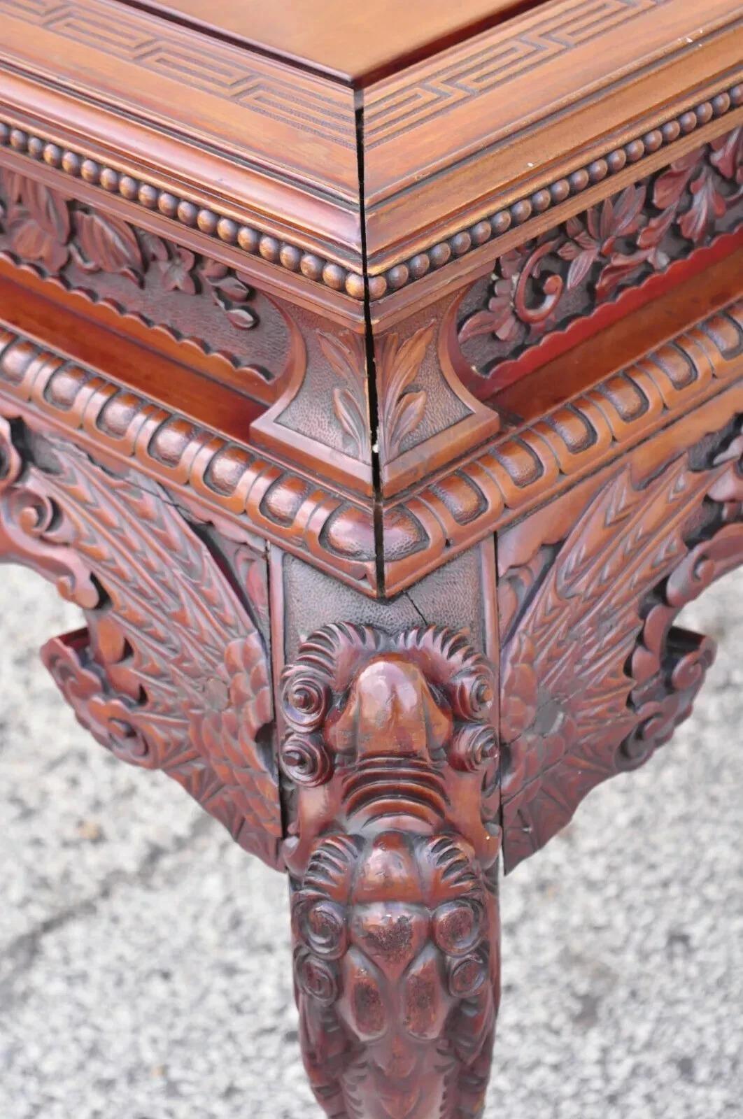 Antica scrivania giapponese Art Carved intagliata a quattro cassetti con sedia in vendita 4