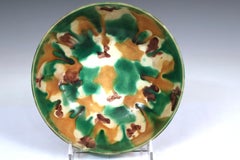 Antica ciotola giapponese Awaji Pottery Minpei Ware Sancai (tre colori) firmata