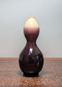 Antique Japanese Awaji Pottery Vase with Flambé Glaze, Meiji Era