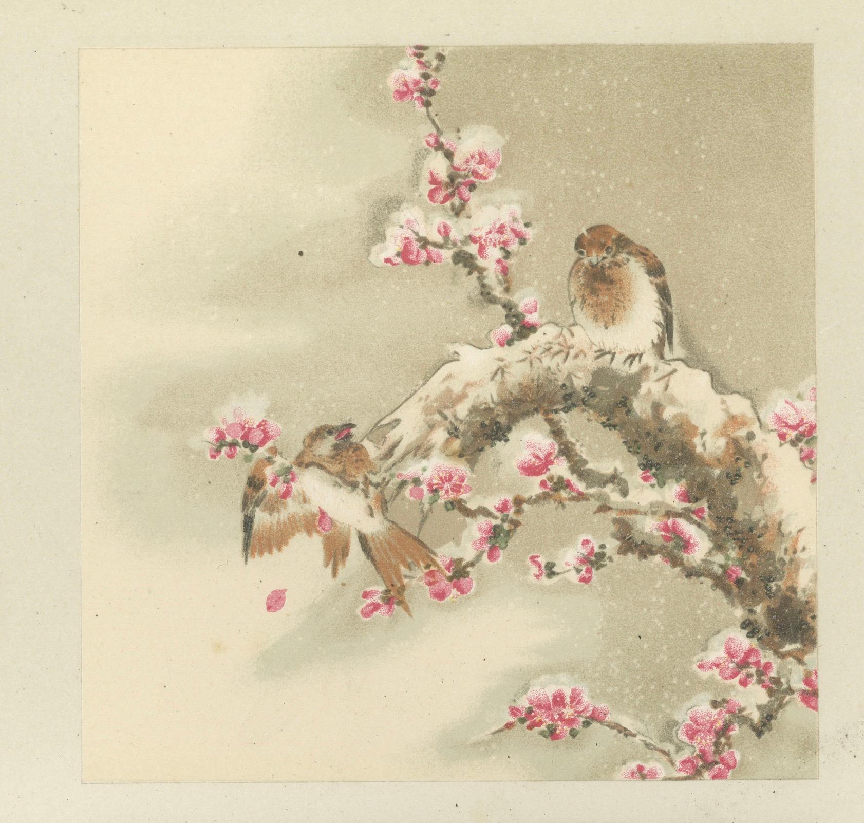Antiker japanischer Vogel- und Landschaftsdruck: Sechs Tafeln der Harmonie der Natur, 1882 (Spätes 19. Jahrhundert) im Angebot
