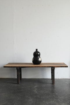 Antique Japanese black glaze gourd-shaped vase / Edo period / Sake bottle