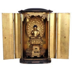 Antique Japanese Edo Period Shrine w/ Bodisattva