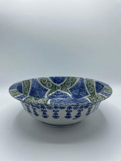 Antike japanische blau-grüne Servierschale aus der Taisho-Ära der 1920er Jahre