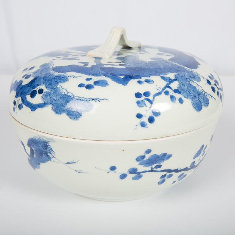 Antique Japanese Blue and White Porcelain Bowl For Sale at 1stdibs