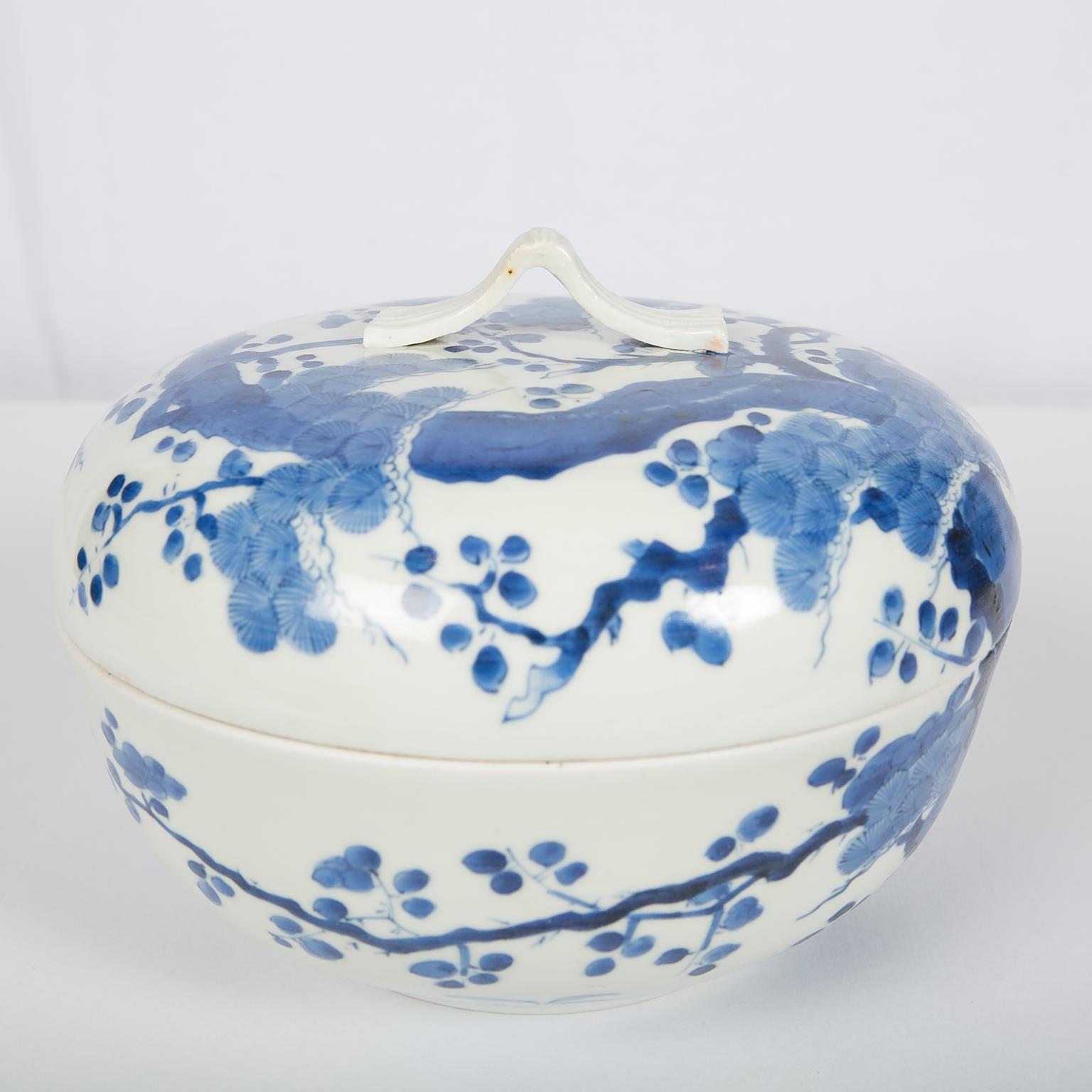 Antike japanische Schale aus blauem und weißem Porzellan um 1760 5