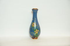 Antique Japanese Blue Flower Vase with Copper/ Cloissoné, 1950s