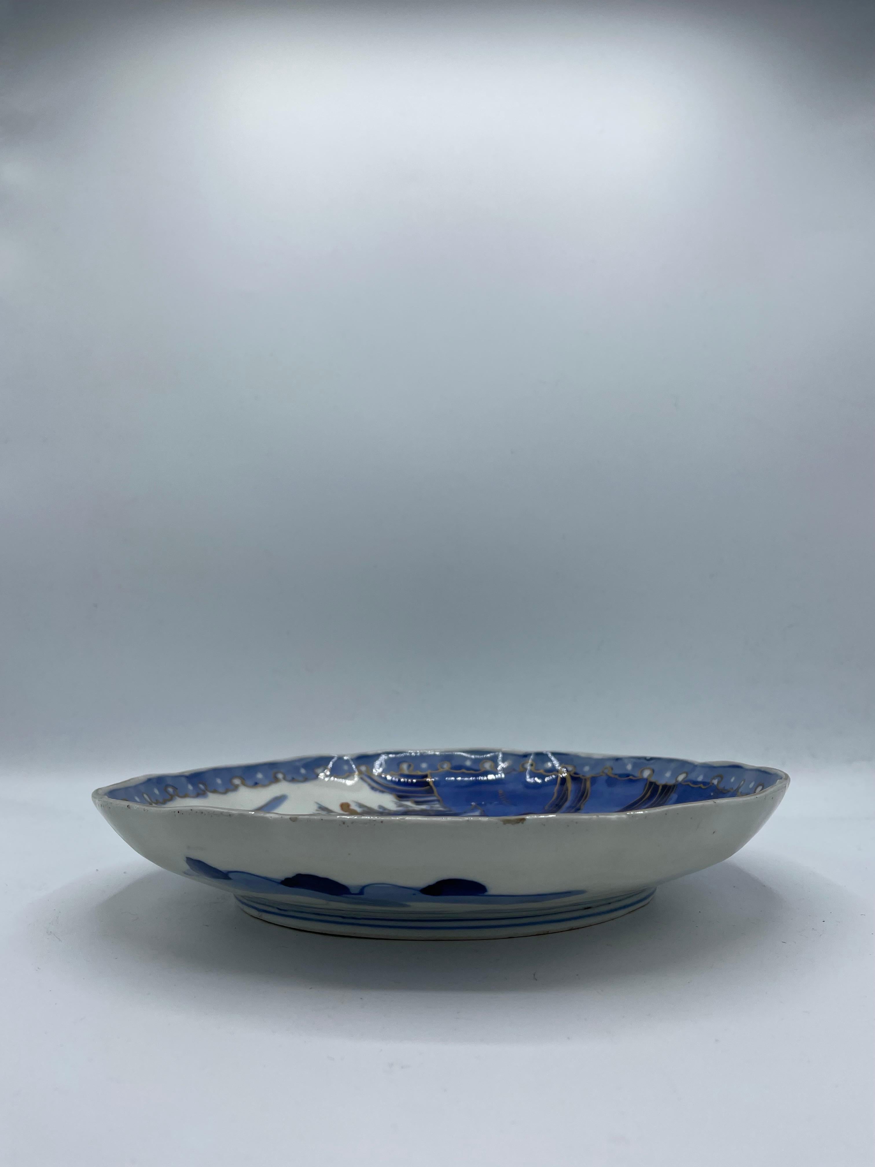 Porcelain Antique Japanese Blue Imari Ware Plate 1920s For Sale