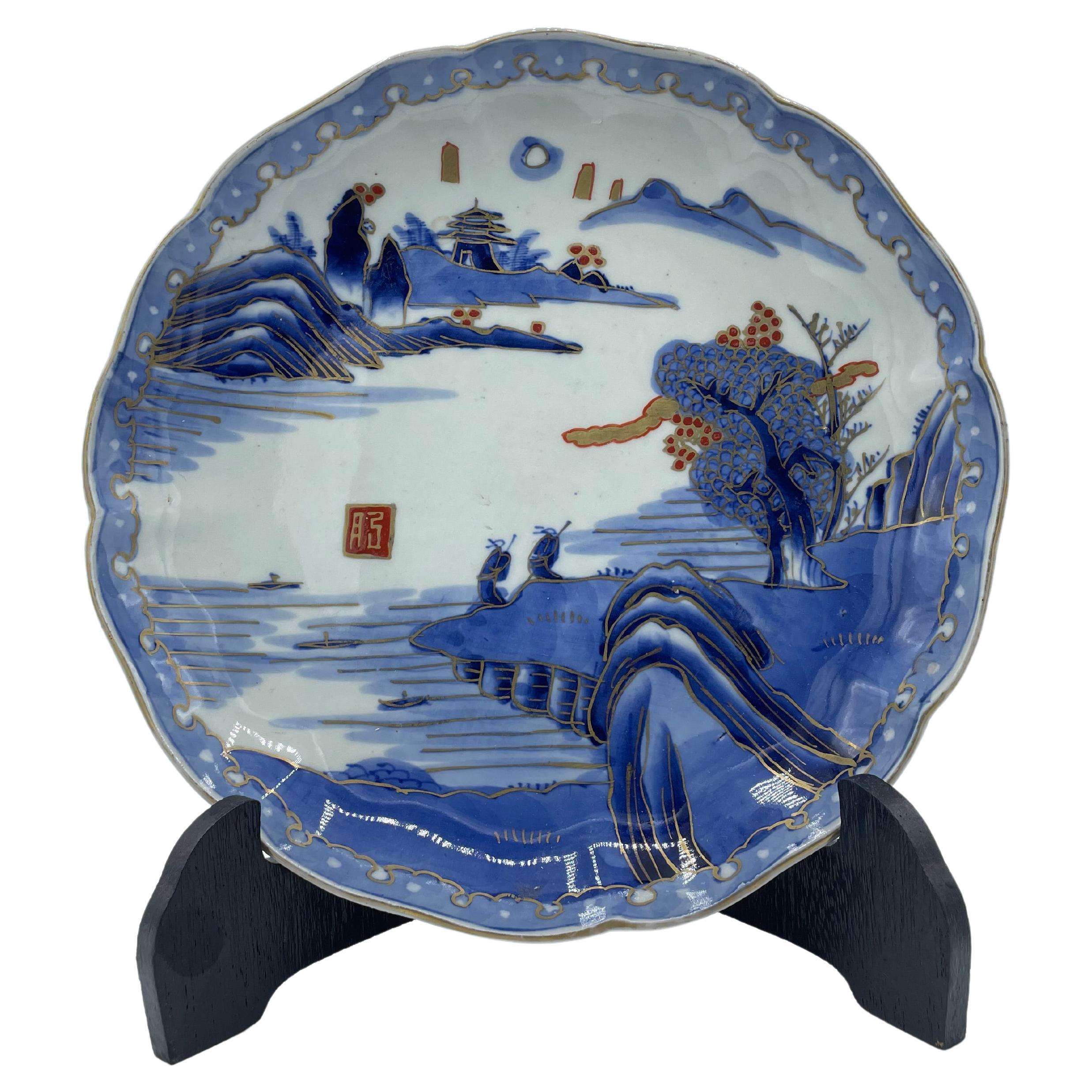 Antique Japanese Blue Imari Ware Plate 1920s For Sale