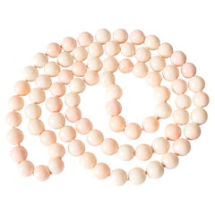 Antike japanische Boke-Korallenkette, Engelshaut-Koralle, 37 Zoll, 170 g