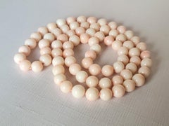 Antique Japanese Boke Coral Necklace, Angel Skin Coral, 37 inches, 170 g