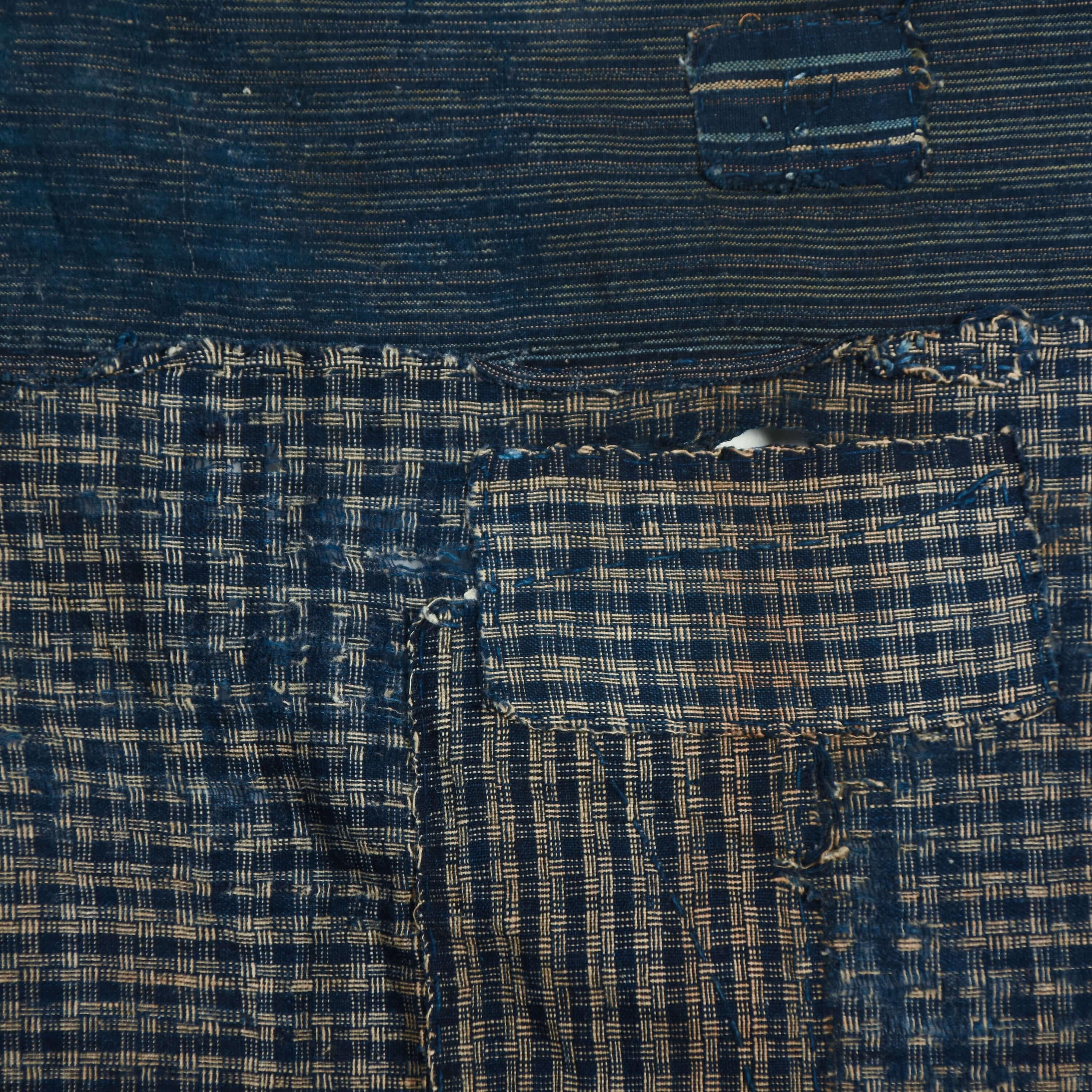 Antique Japanese Boro Futon Cover Made from Indigo Cotton, Early 20th Century 1