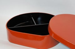 Antique Japanese Box 'Red and Black' with Family Crest and Lacquer Ware