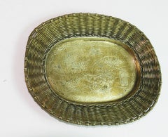Antique Japanese  Brass Breaded  Vide Poche  Dish with embossed Floral Design