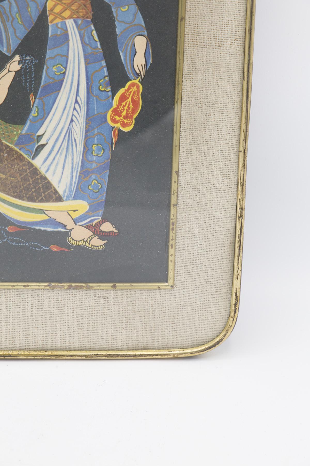 Anglo-Japanese Antique Japanese Brass Framed Painting 'Wedding' For Sale