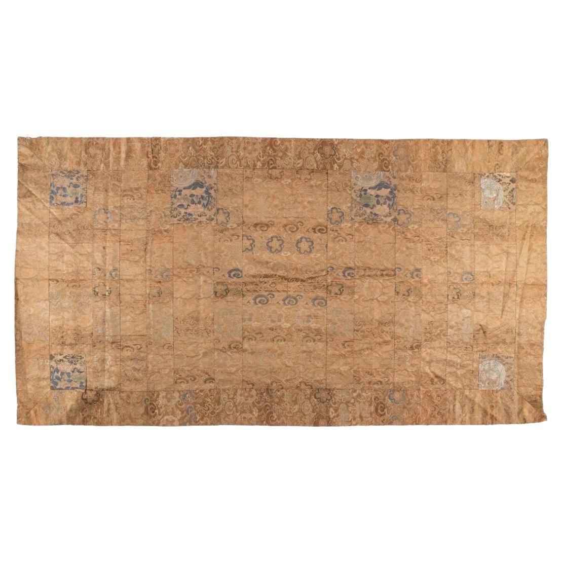 Antikes japanisches Brokat Kesa Monk's Robe Edo-Periode im Angebot