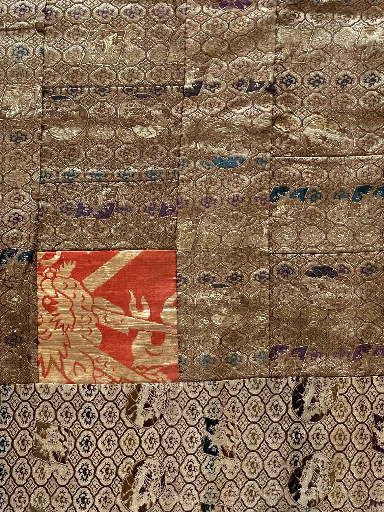Antique Japanese Brocade Kesa Monk's Robe Meiji Period For Sale 4