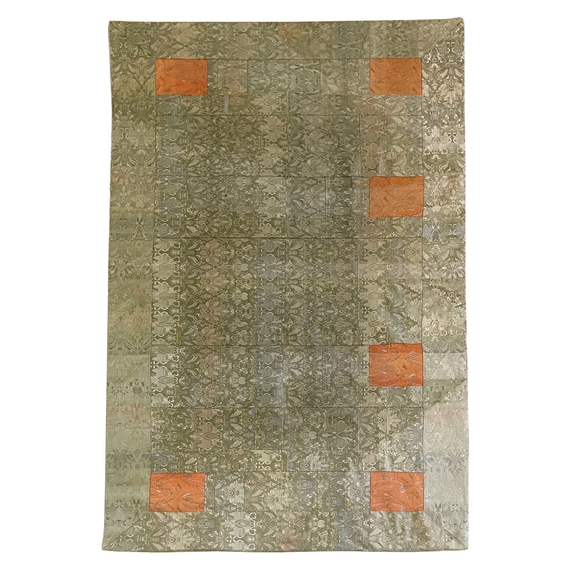 Antico abito da monaco giapponese in broccato Kesa del periodo Meiji