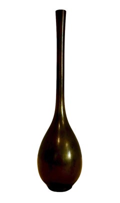 Antique Japanese Bronze “Crane Neck” Ikebana Vase