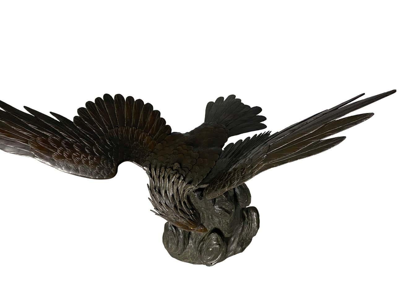 Antique Japanese Bronze Eagle from the Meiji Period, 19th Century 10