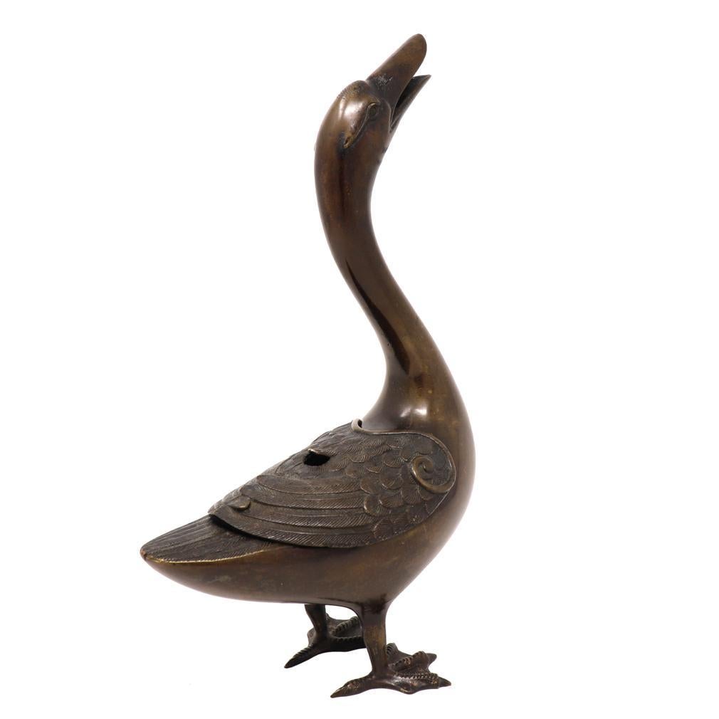 Meiji Encensoir japonais ancien en bronze en forme d'oie en vente