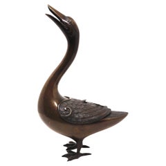 Antique Japanese Bronze Goose Incense Burner