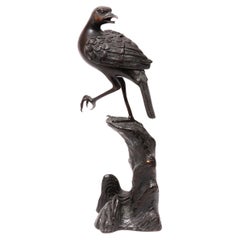 Vintage Japanese bronze incense burner, in the form of a bird