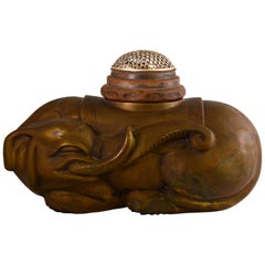 Antique Japanese Bronze Incense Burner in the Shape of an Elephant, Meiji Period