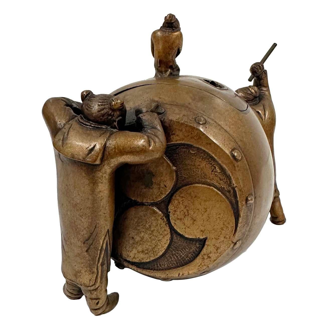 Antique Japanese Bronze Koro (Incense Burner) In Good Condition For Sale In Pomona, CA