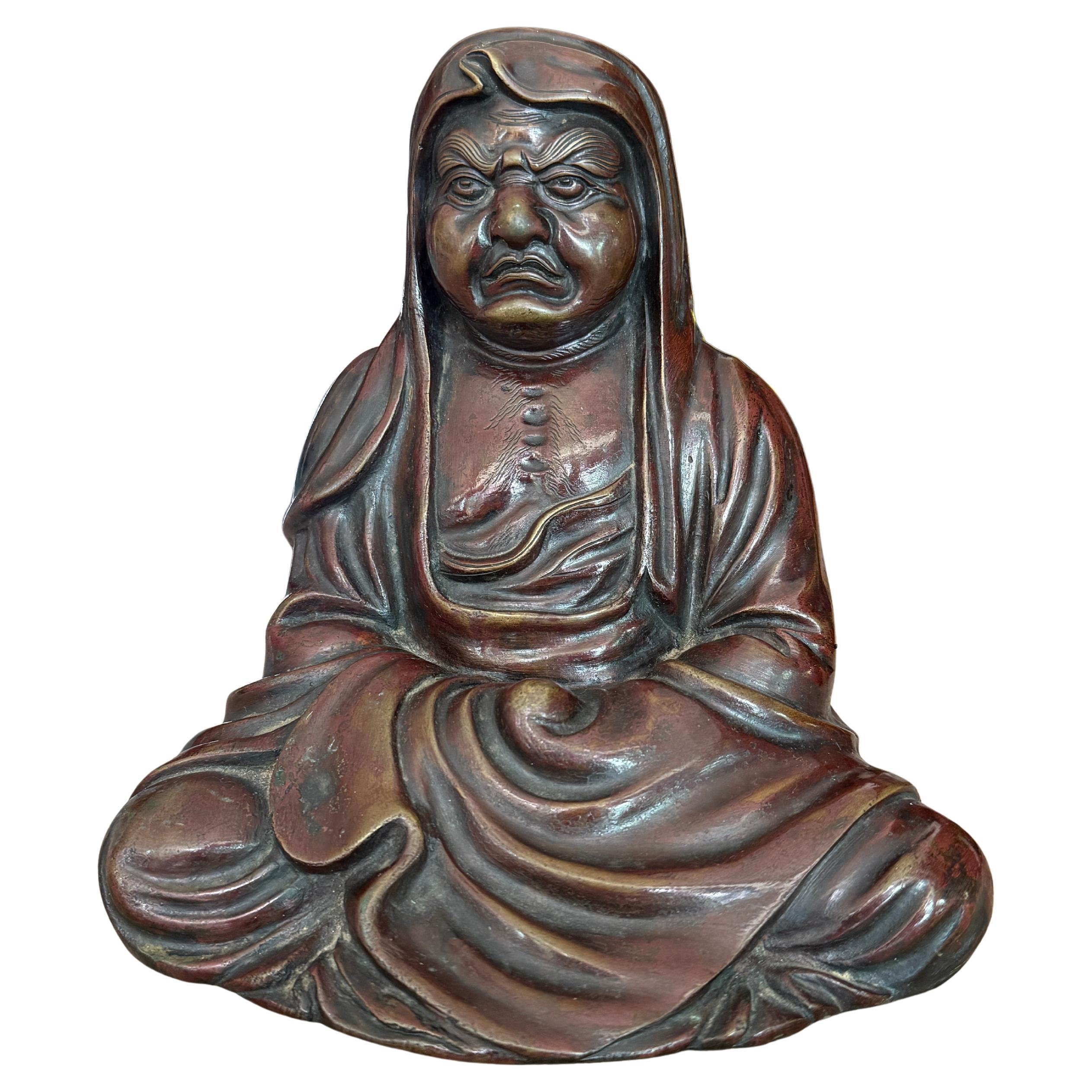 Antique Japanese Bronze Meditating Daruma