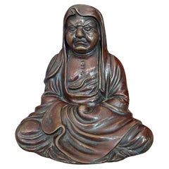 Antike japanische Bronze Meditierende Daruma