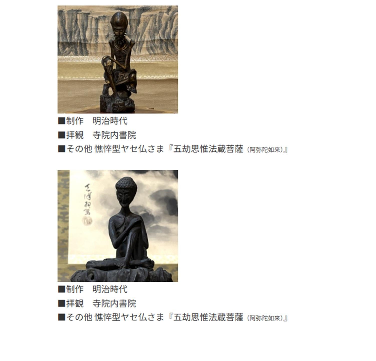 Antica statua giapponese in bronzo di Buddha in pratica ascetica / fine XIX secolo in vendita 1