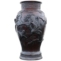 Antique Japanese Bronze Vase Meiji Period