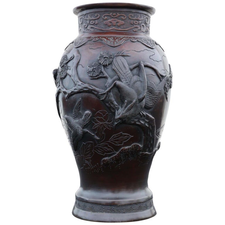 Antique Japanese Bronze Vase Meiji Period at 1stDibs