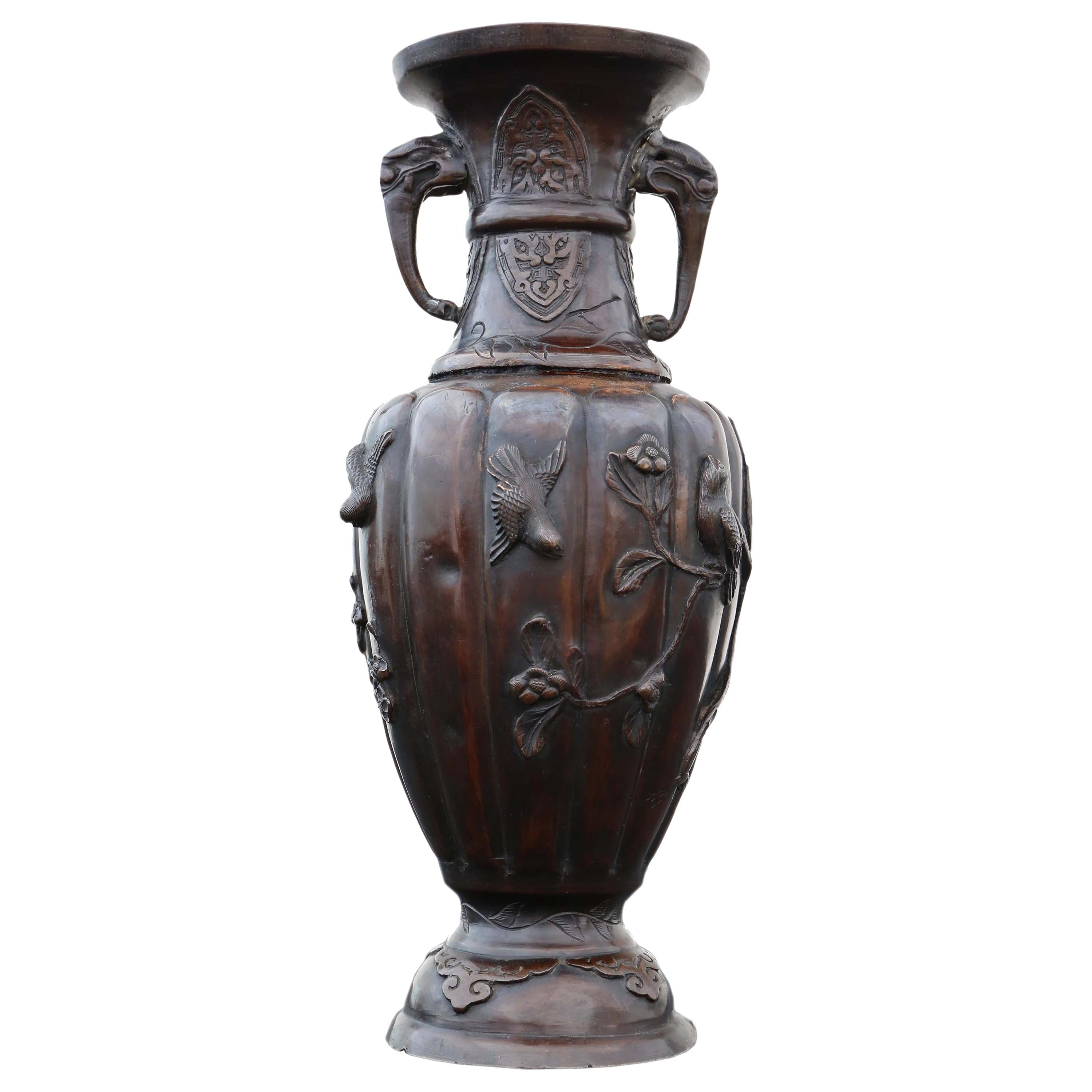 Antique Japanese Bronze Vase Meiji Period For Sale