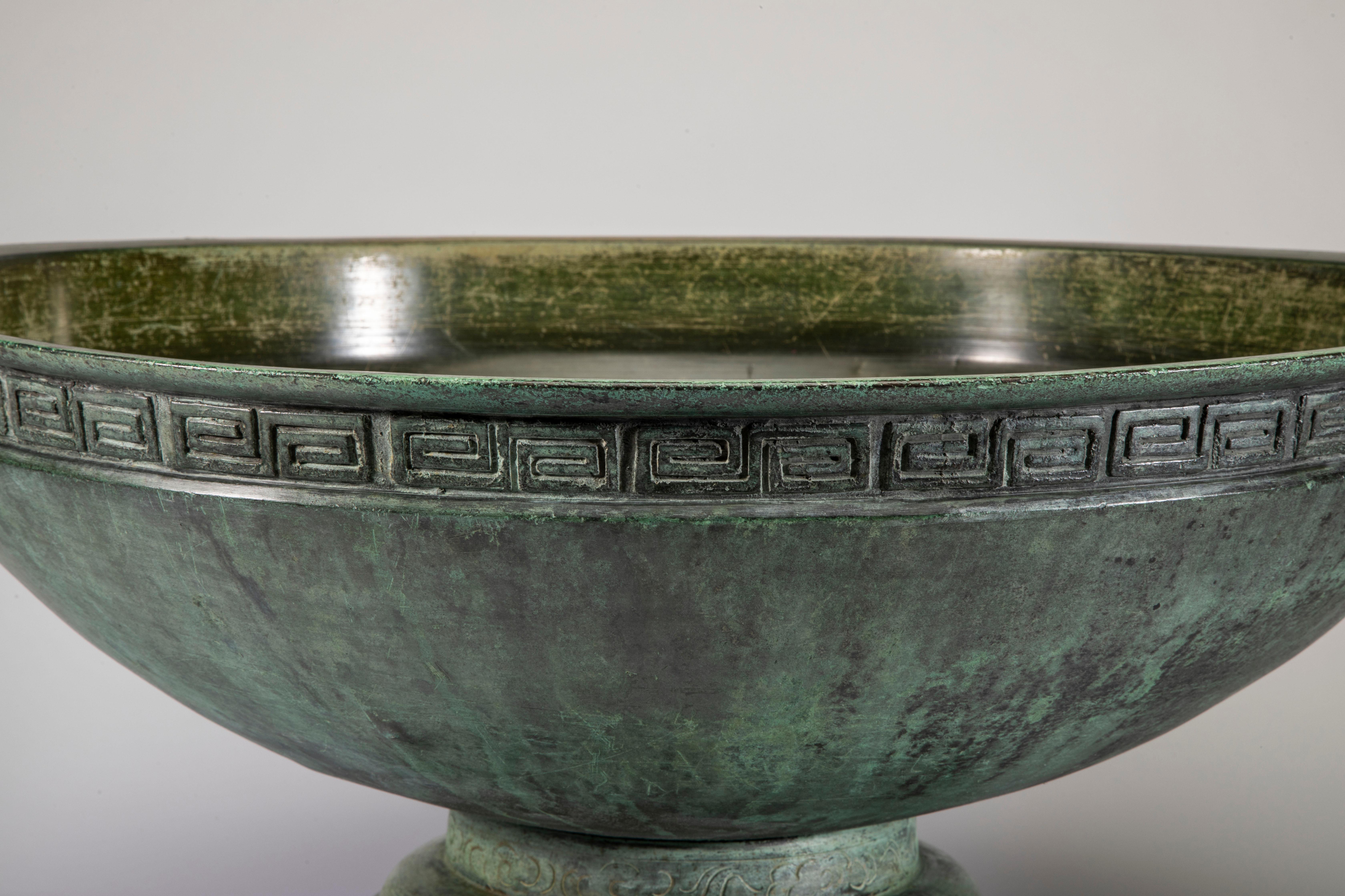 Hand-Crafted Antique Japanese Bronze Water Bowl For Sale