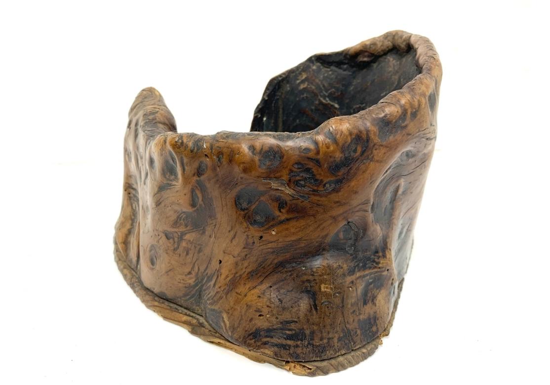 Hand-Carved Antique Japanese Burl Tobako Bon Scholar's Object For Sale
